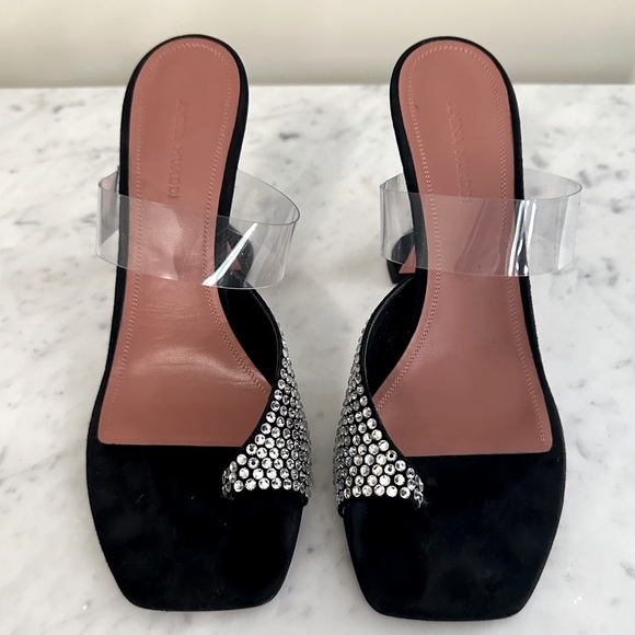 AMINA MUADDI Paloma Crystal Slipper Black Satin - Picture 7 of 16
